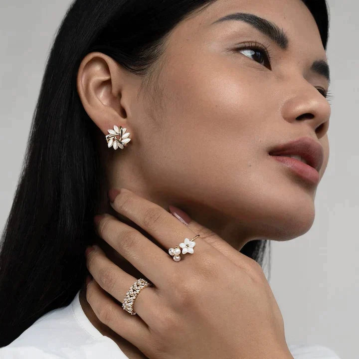 Chic Opal Floral Stud Earrings