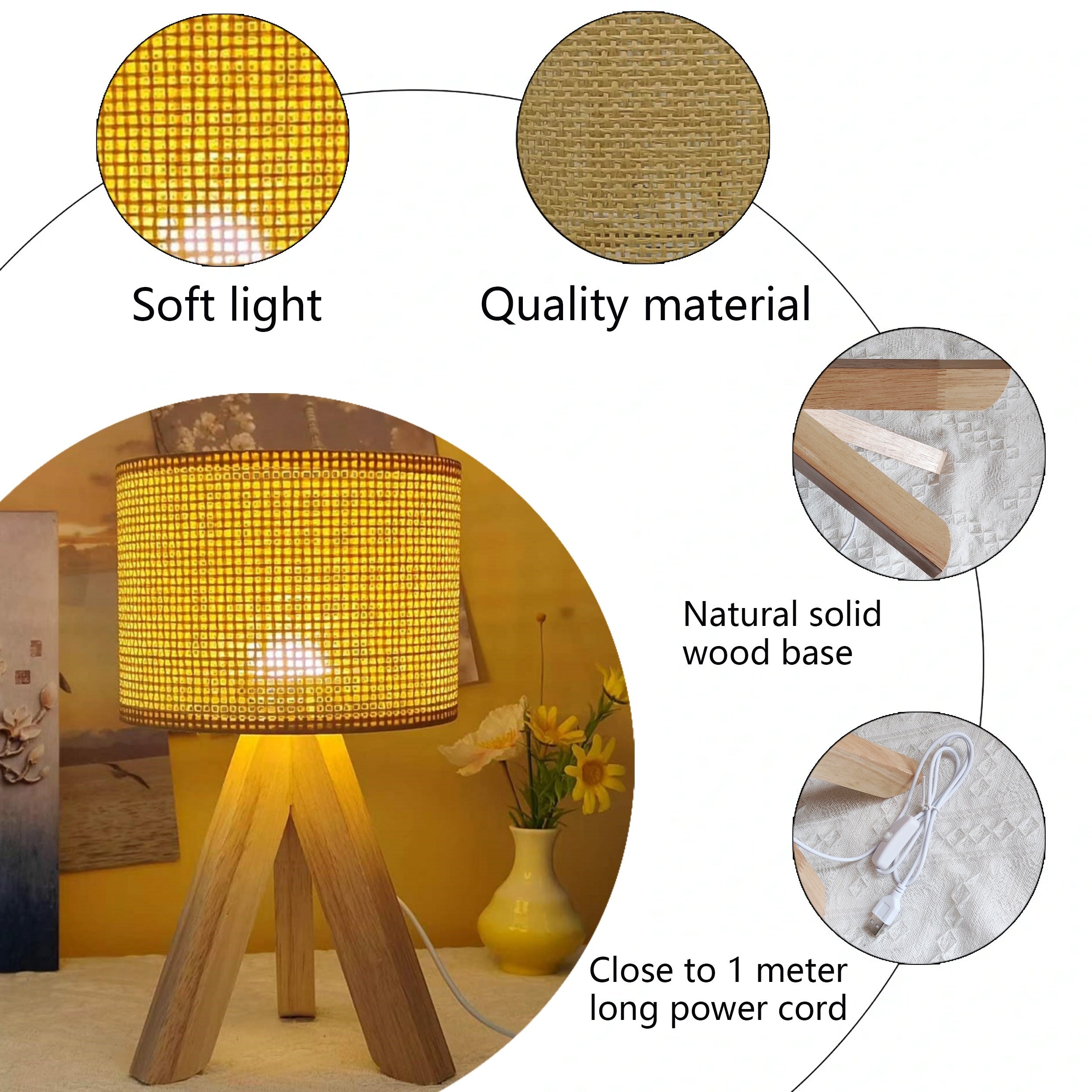 DecoGlow Lamp - Houten Tafellamp met USB Oplader