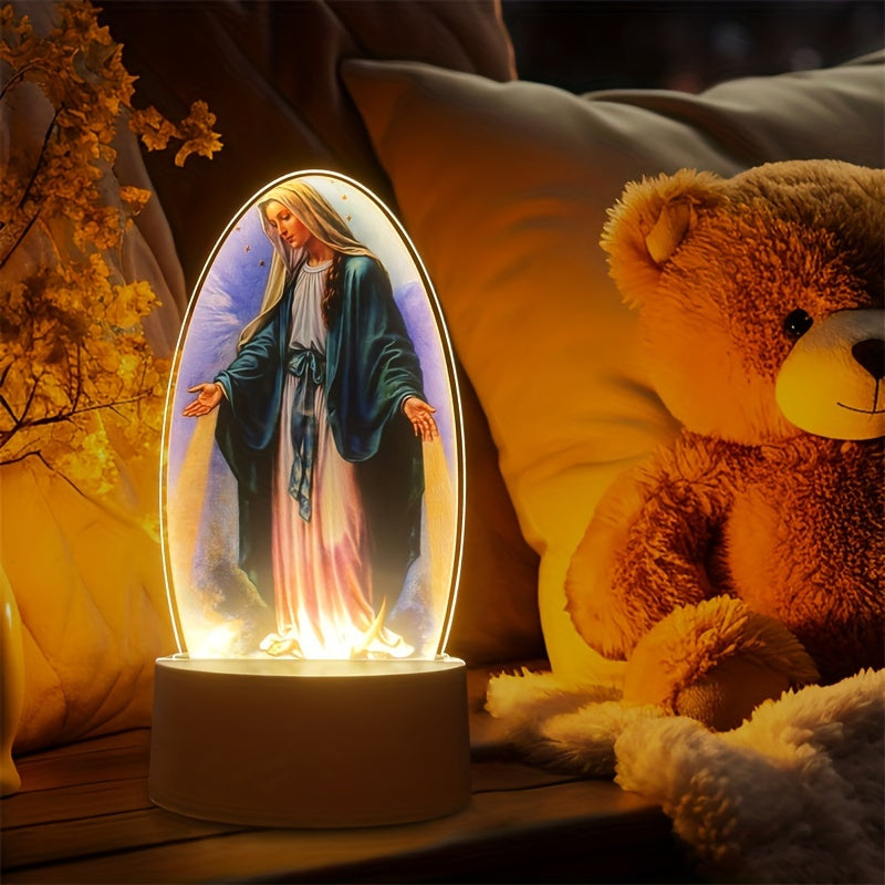 DivineGlow Nightlight - LED Maagd Maria met Acryl
