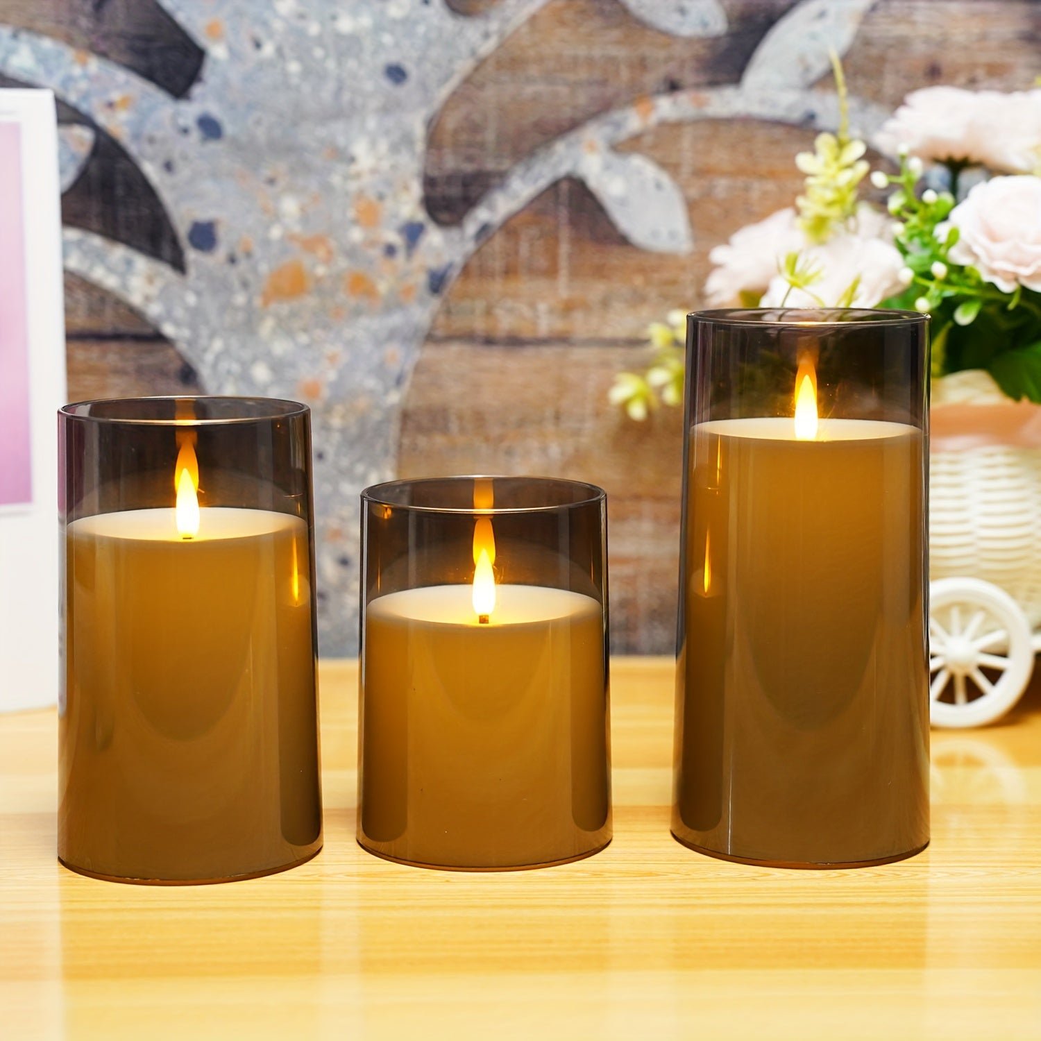 FlamelessGlow – Grijze LED Kaars met Timer