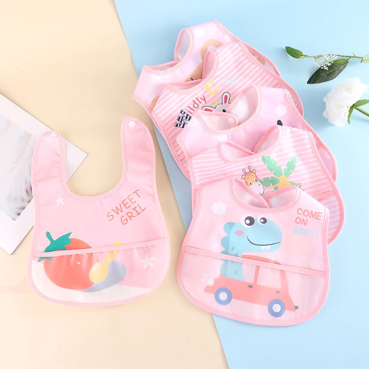 AquaGuard - Set van 5 Verstelbare Baby Slabbetjes