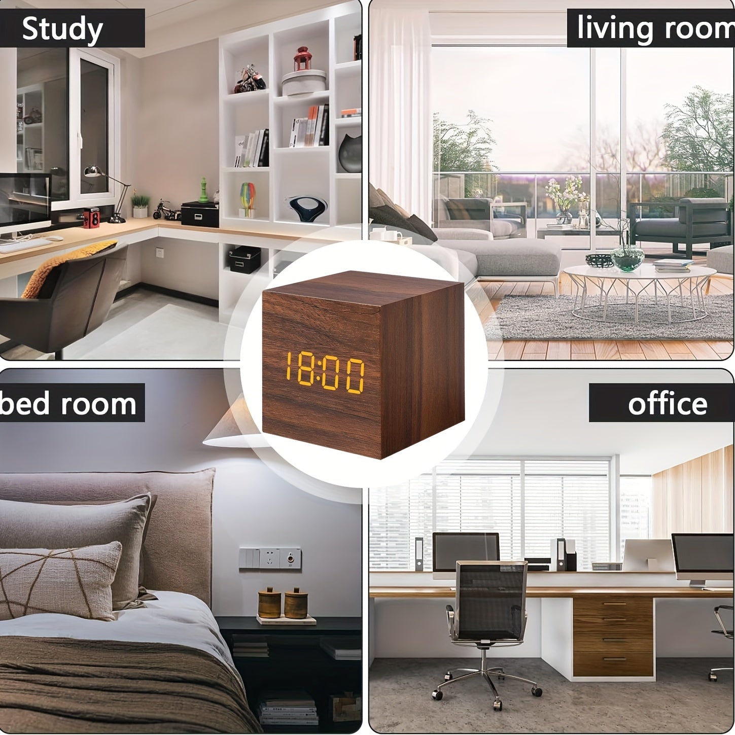 WoodTime Clock – Stijlvolle Houten Wekker met LED Display