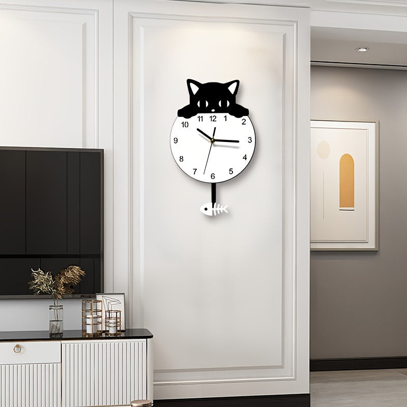 SwingCat Clock - Moderne Kat Wandklok in Cartoonstijl