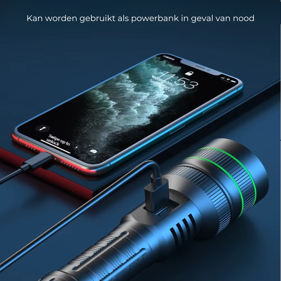 PowerBeam - Krachtige LED Zaklamp met Zoomfunctie