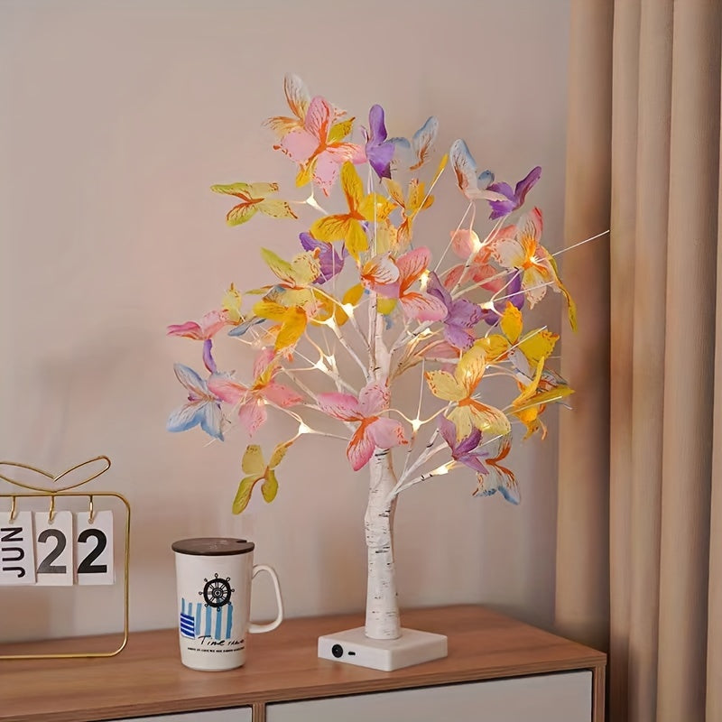 GlowBirch - Stijlvolle LED Lamp met Berken Vlindermotief