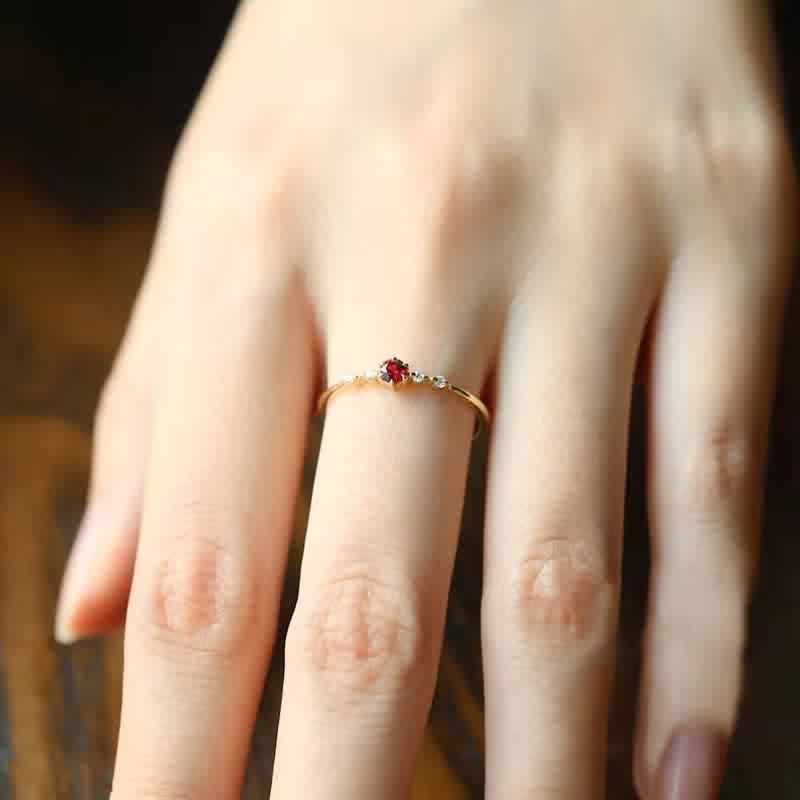 Elara 18K Gold Garnet Stone Ring - A Touch of Elegance