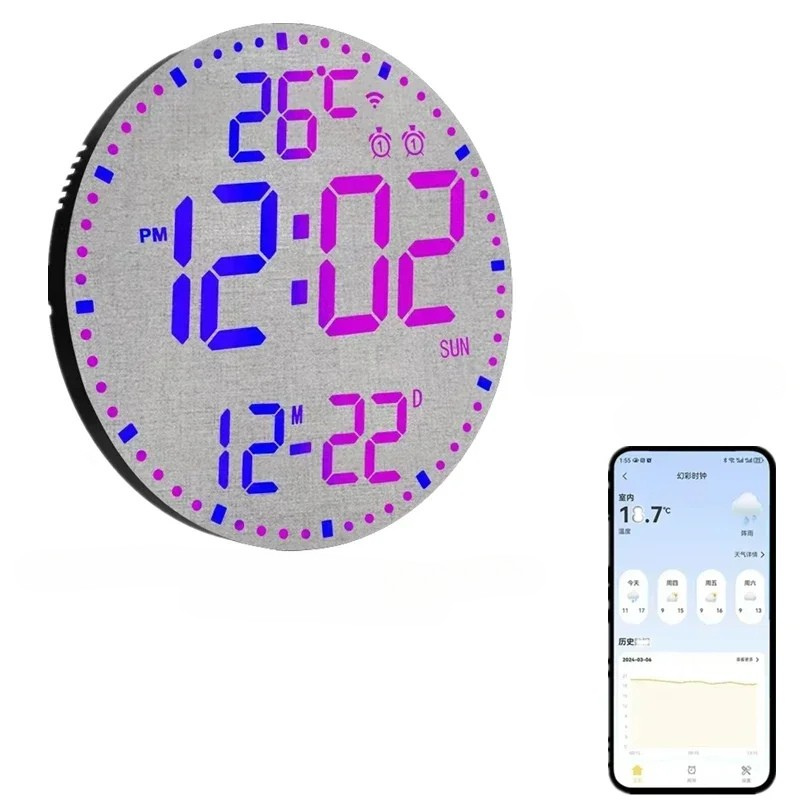 WiFiTime Clock - Slimme LED Wandklok met Kalender