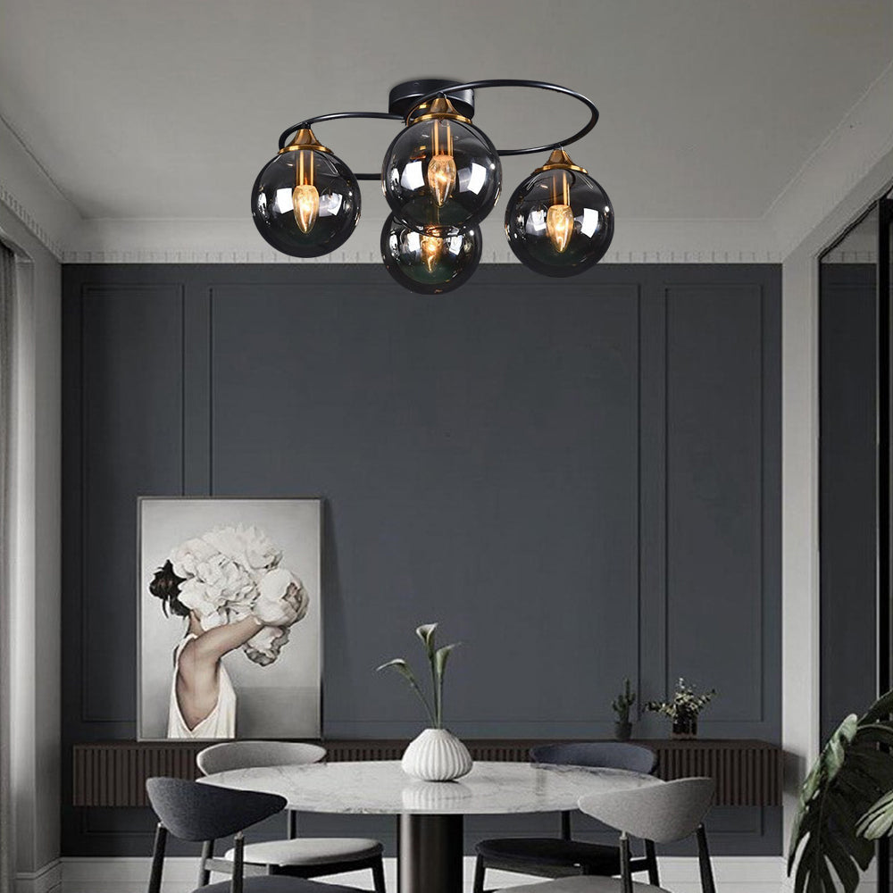 ValentinaLuxe - Elegante Ronde Kroonluchter van Gerookt Glas