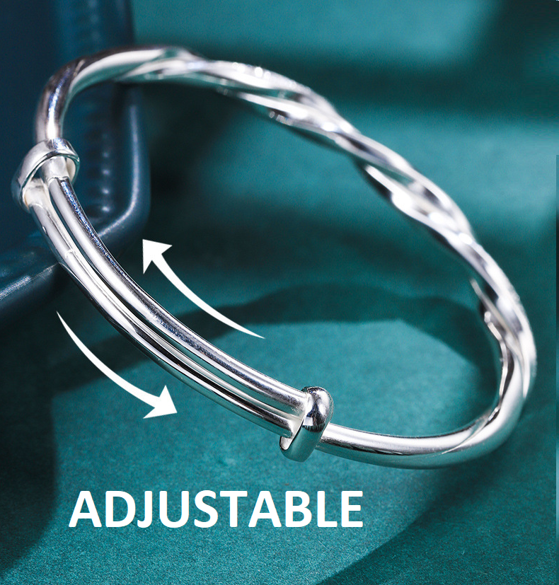 Elegante Gedraaide Zilveren Armring
