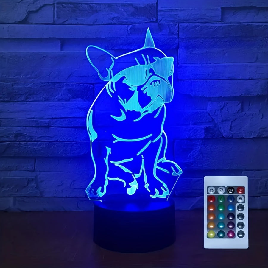 DecoBulldog - 3D Franse Bulldog Lamp met Kleuren