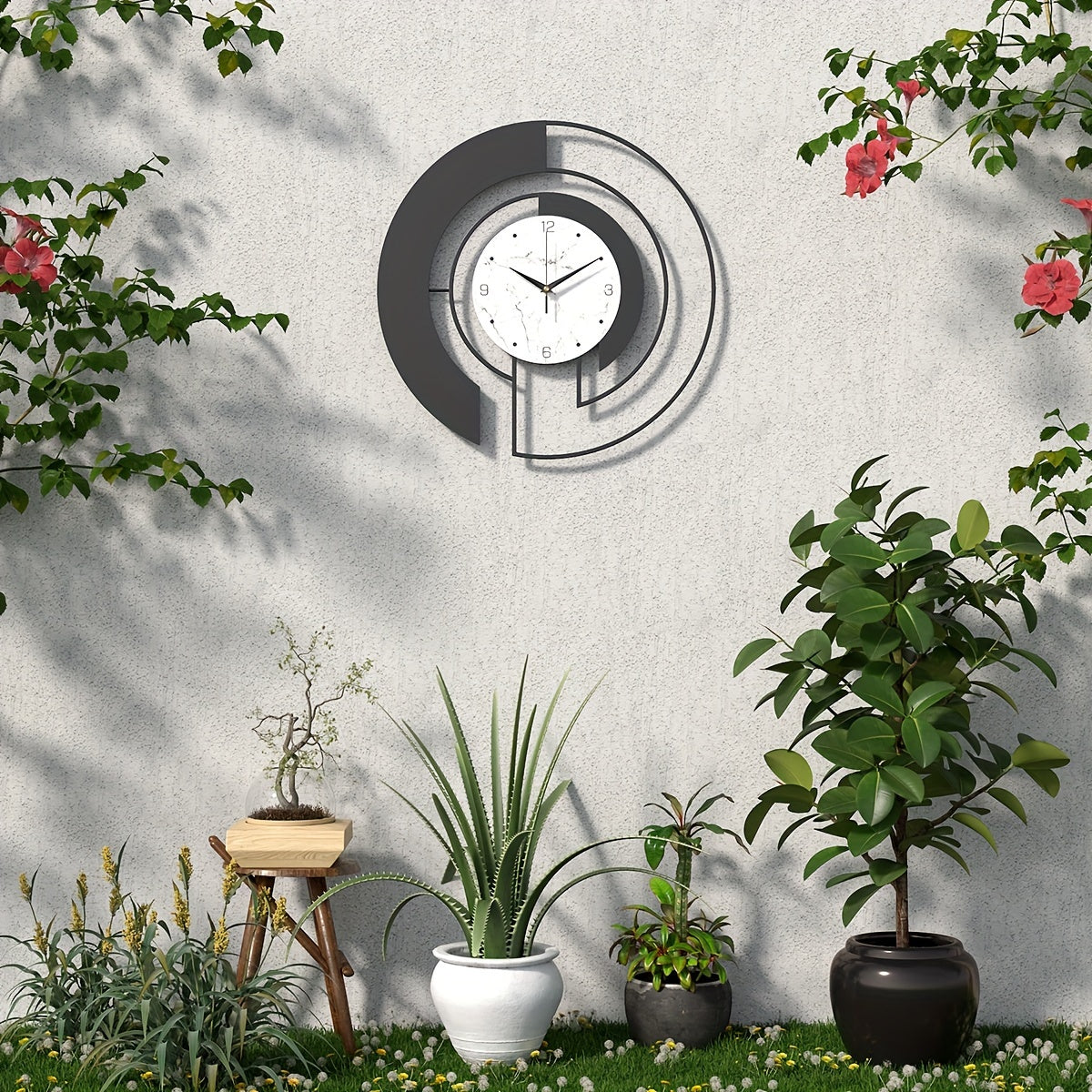GeoClock - Elegante Zwarte Geometrische Muurklok