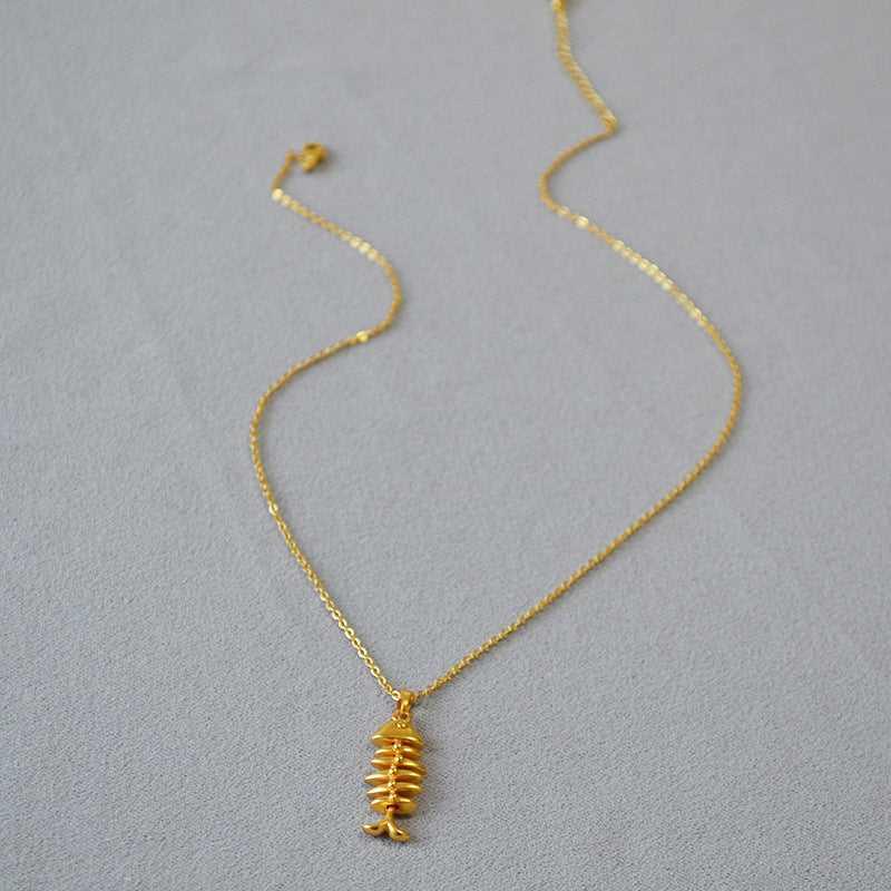 GoldenWeave Necklace - Elegante Visgraat Ketting