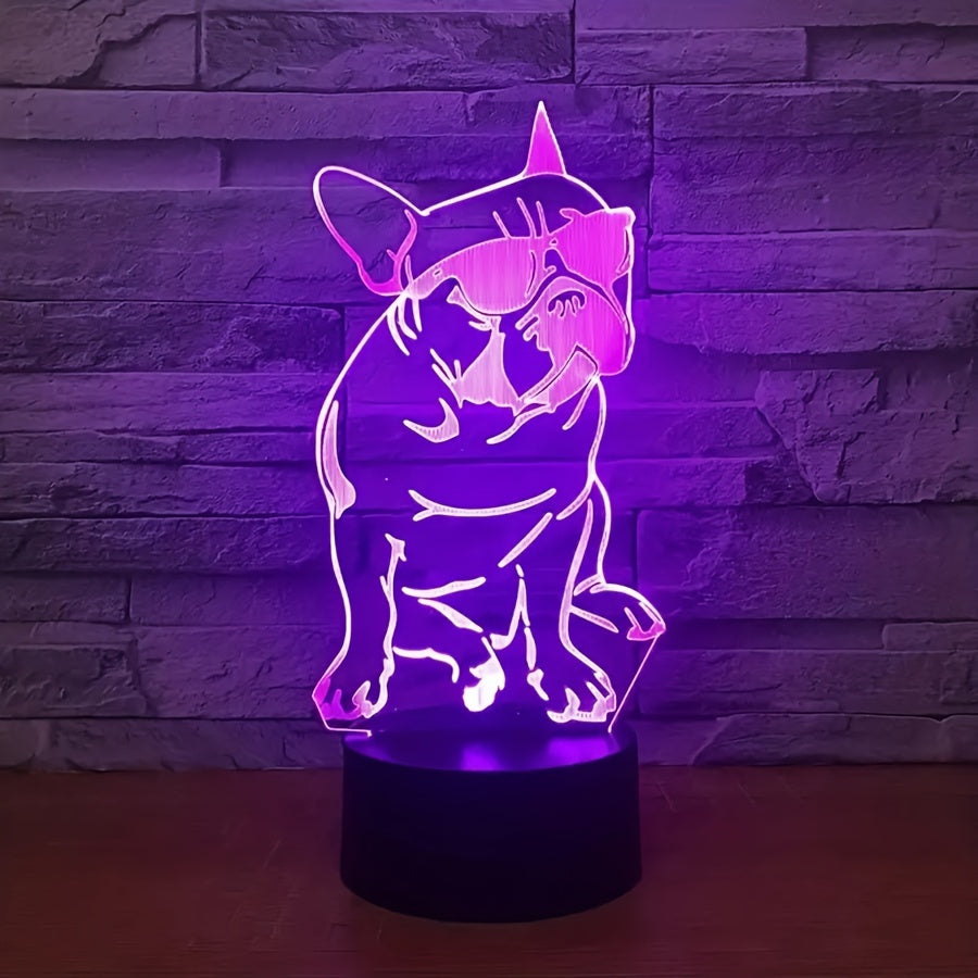 DecoBulldog - 3D Franse Bulldog Lamp met Kleuren