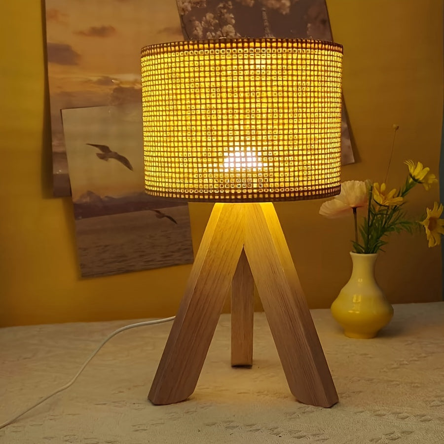 DecoGlow Lamp - Houten Tafellamp met USB Oplader