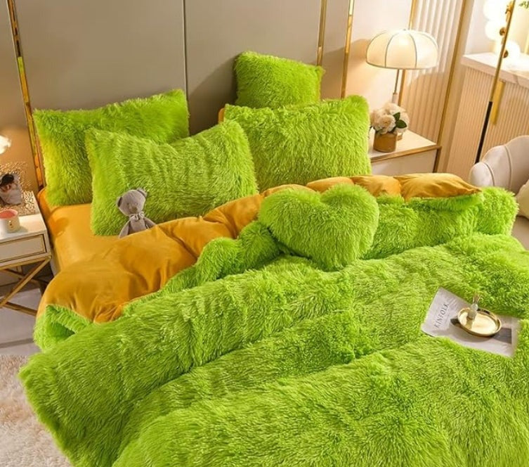 Luxe Pluche Dekbedovertrek met Ritssluiting en Hoekbanden