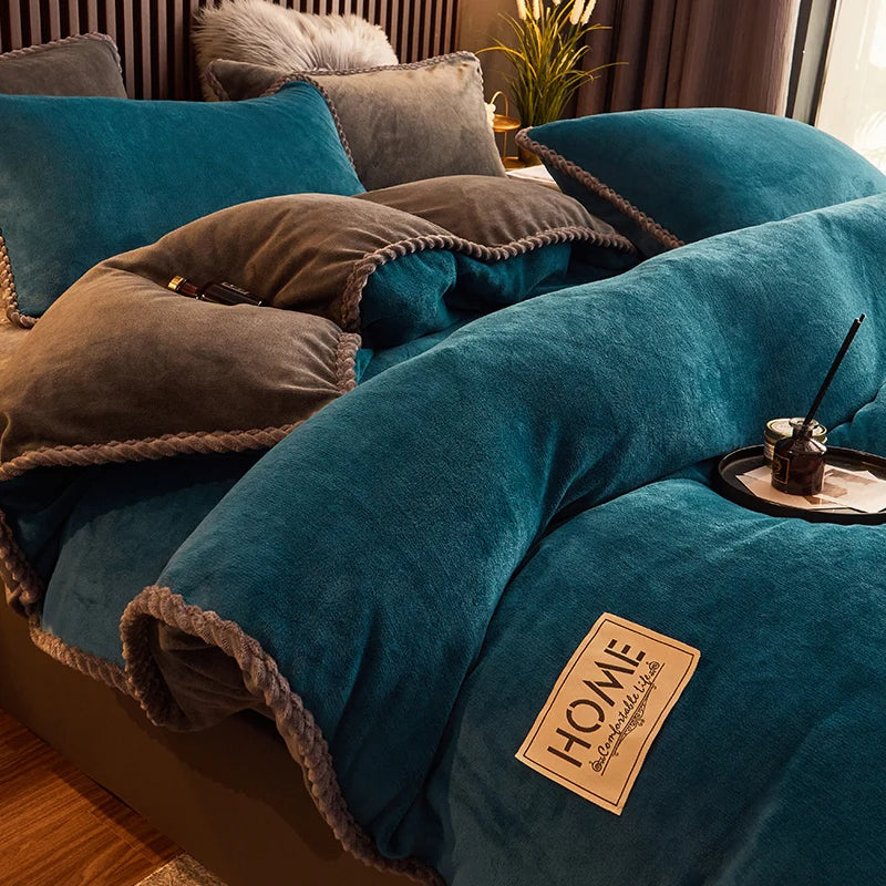 PlushHaven Luxe Fluweel Dekbedovertrekset – Kingsize Warmte & Comfort