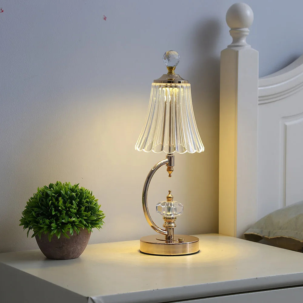 Vintage Kristallen Tafellamp - Elegante Vintage Kristallen Tafellamp voor Betoverende Sfeer