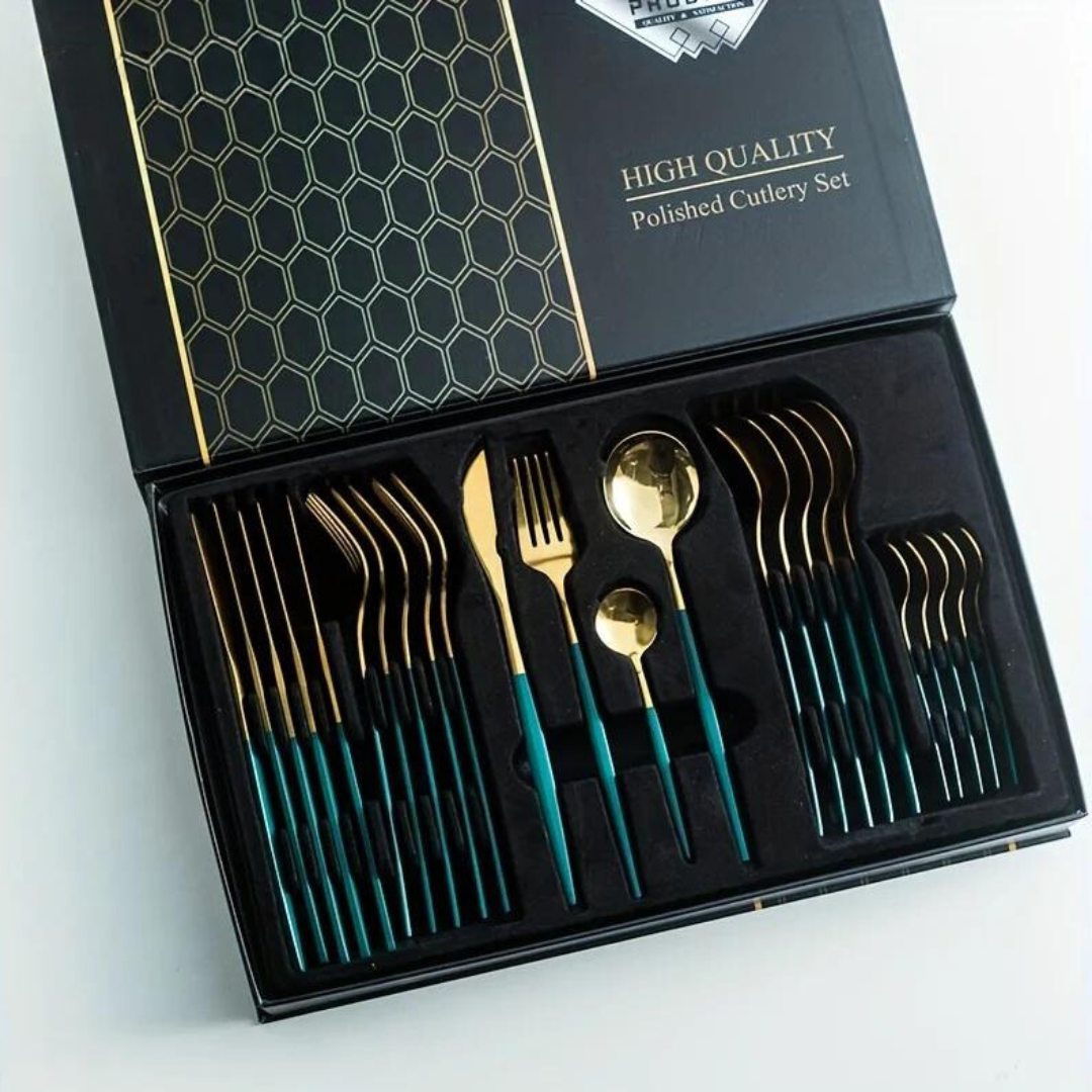 Gouden Bestekset Luxe – 24-Delig Voor Stijlvolle Dinerervaring