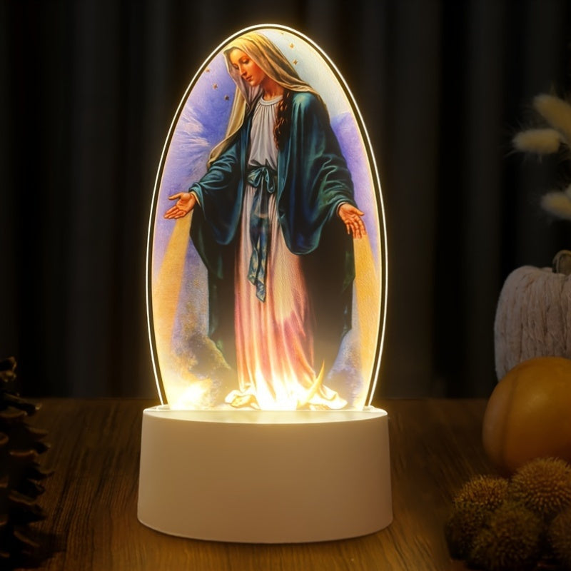 DivineGlow Nightlight - LED Maagd Maria met Acryl