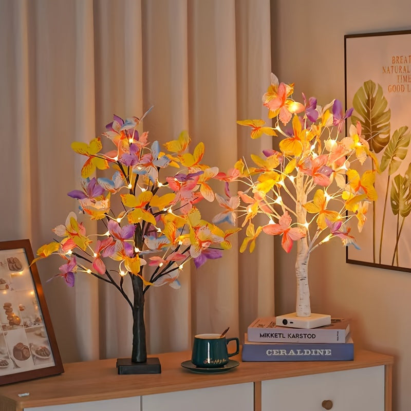 GlowBirch - Stijlvolle LED Lamp met Berken Vlindermotief