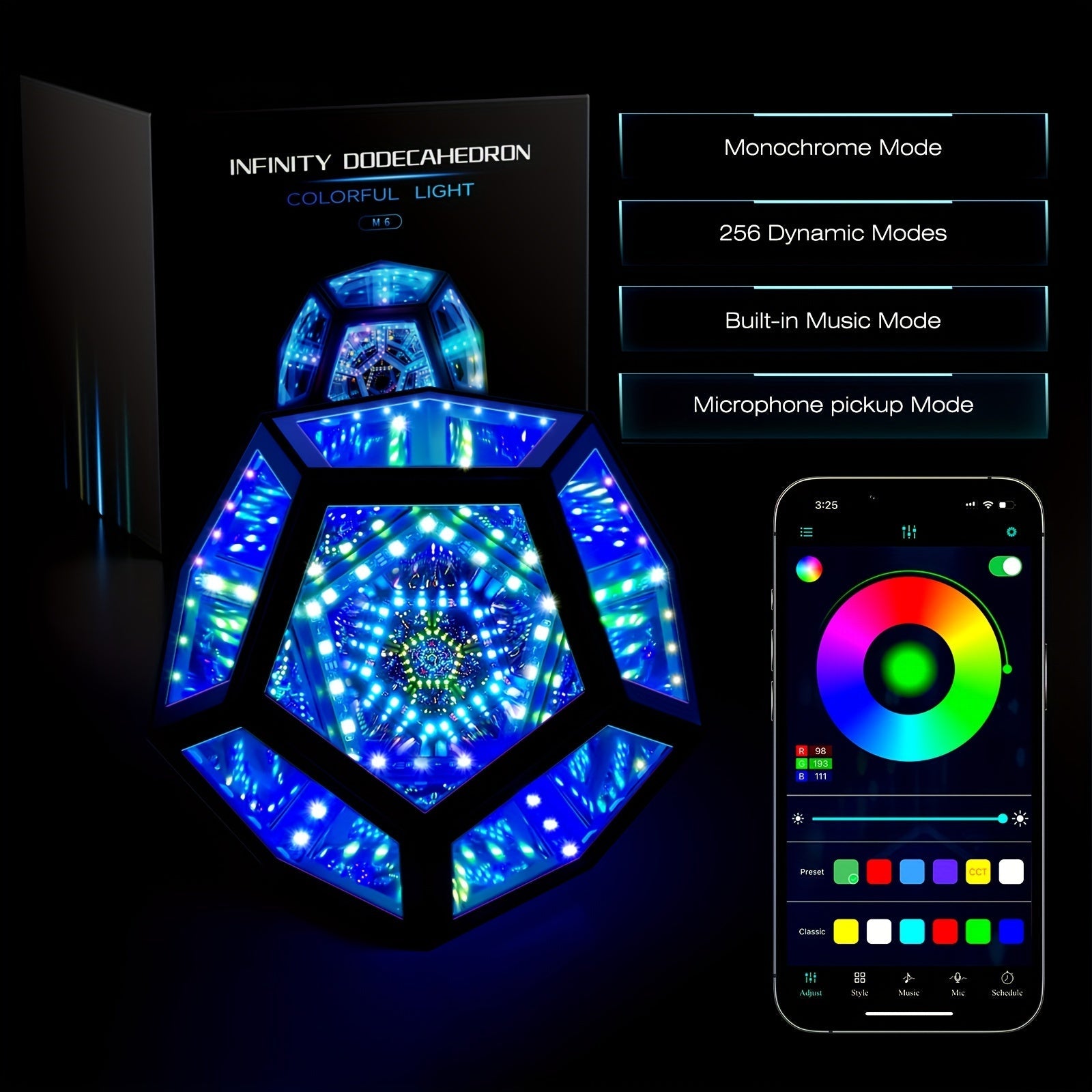 InfinityGlow – 3D Kleurrijke Dodecaëder Lamp met RGB Verlichting
