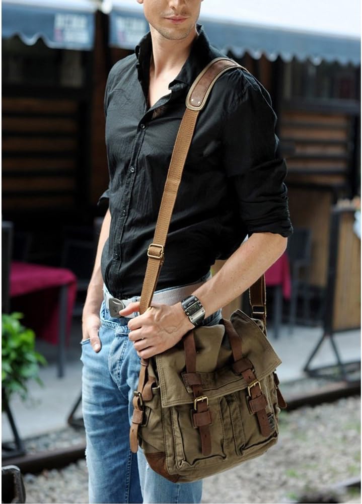 RetroCarry Bag – Vintage Canvas Schoudertas voor Laptops