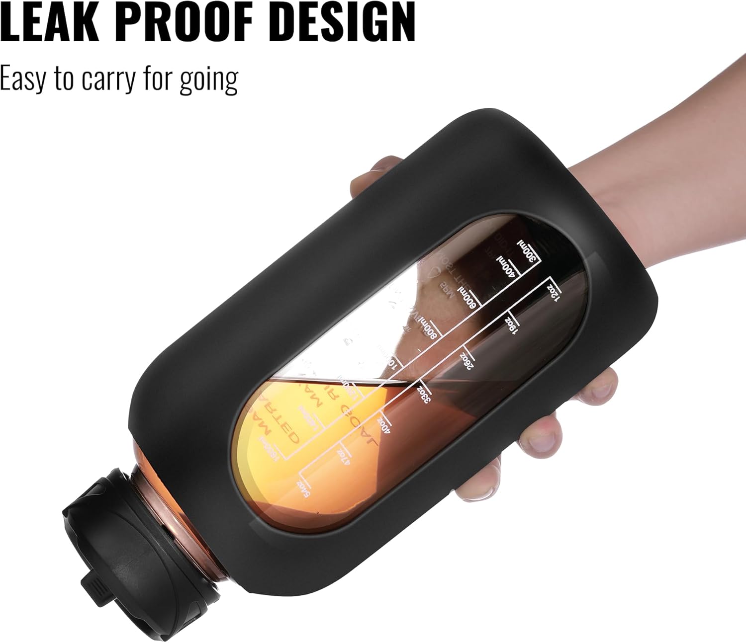 HydroGlow - Motiverende Glazen Waterfles 900ml met Rietje