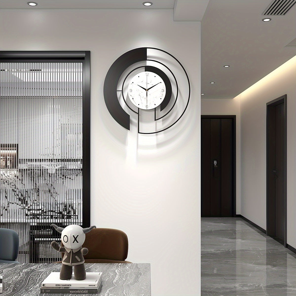 GeoClock - Elegante Zwarte Geometrische Muurklok
