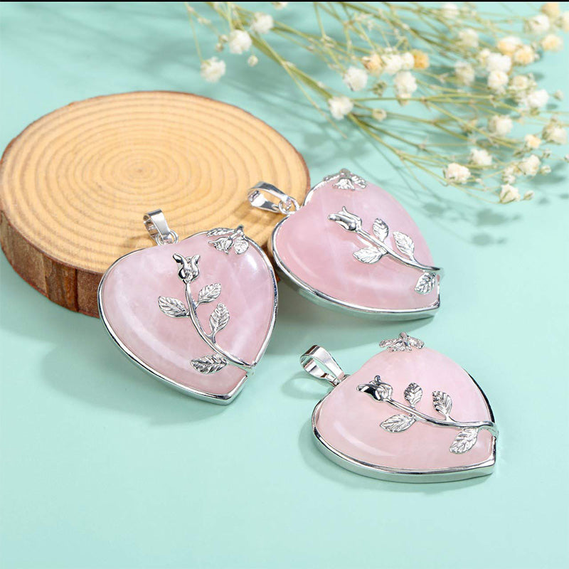 Elegante Hartvormige Rozenkwarts Halsketting - Amara Collection