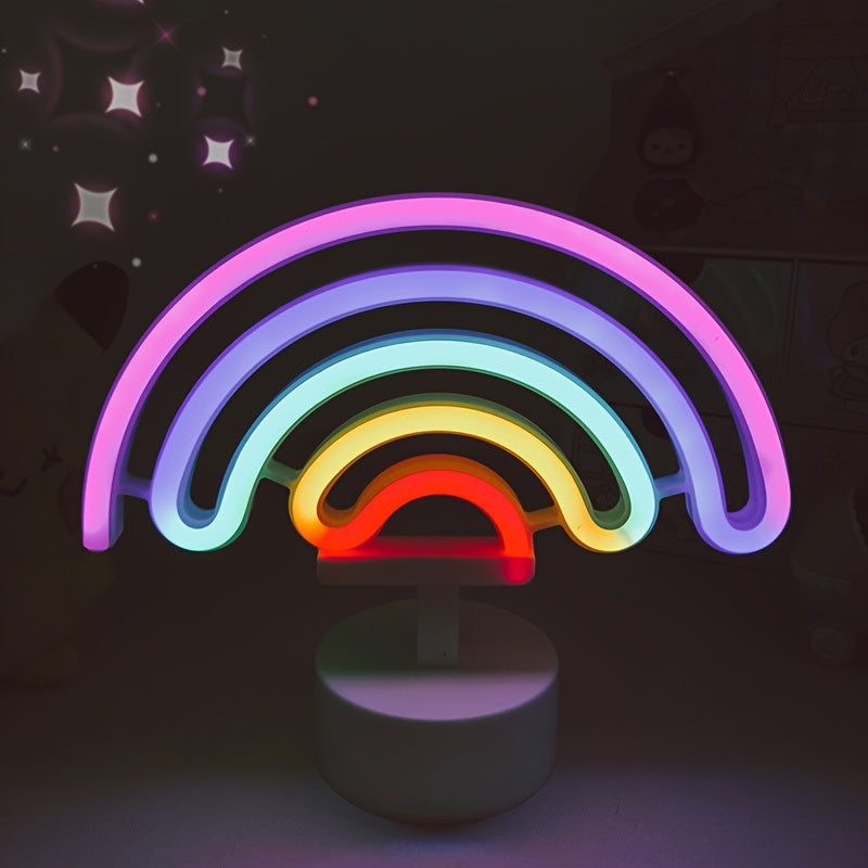 RainbowGlow – Moderne Neonregenboog met Designvoet