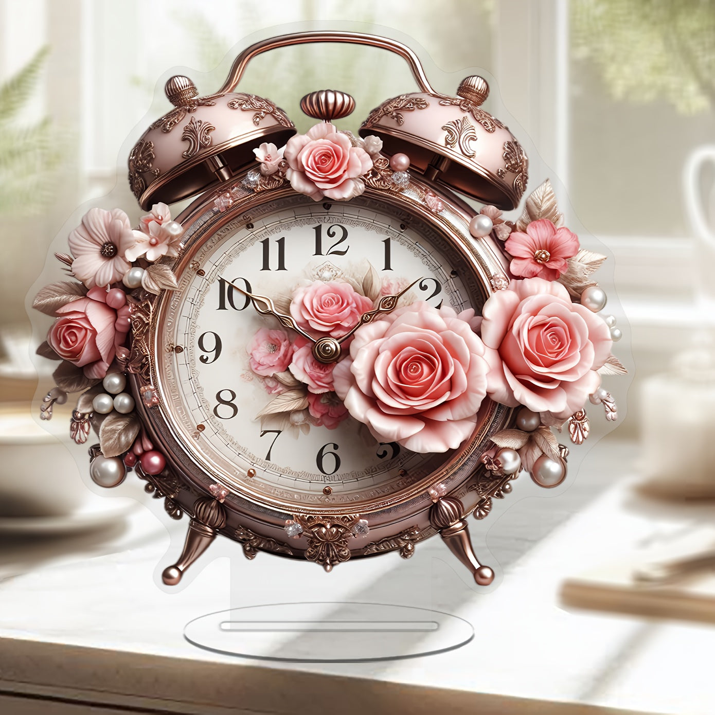 BohoBloom Clock - Vintage Bloemenwandklok voor de Tafel