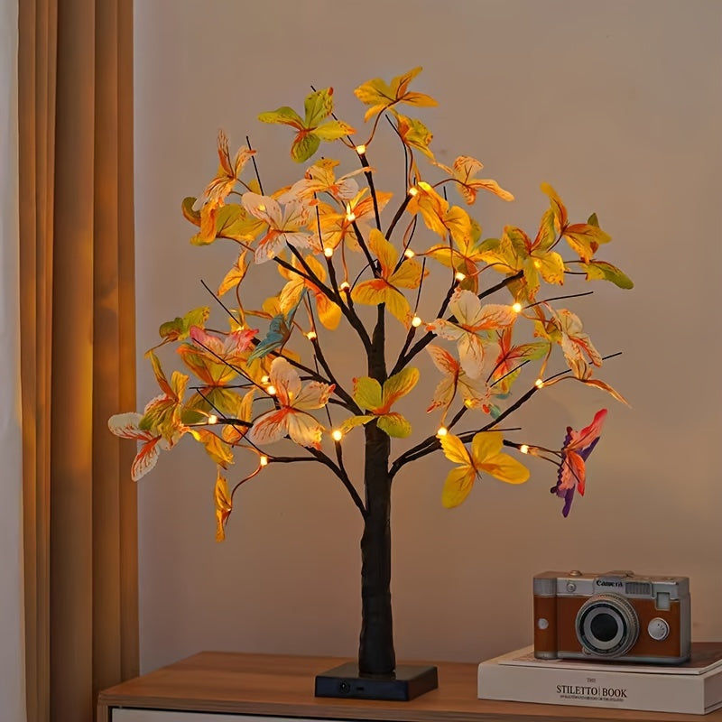 GlowBirch - Stijlvolle LED Lamp met Berken Vlindermotief