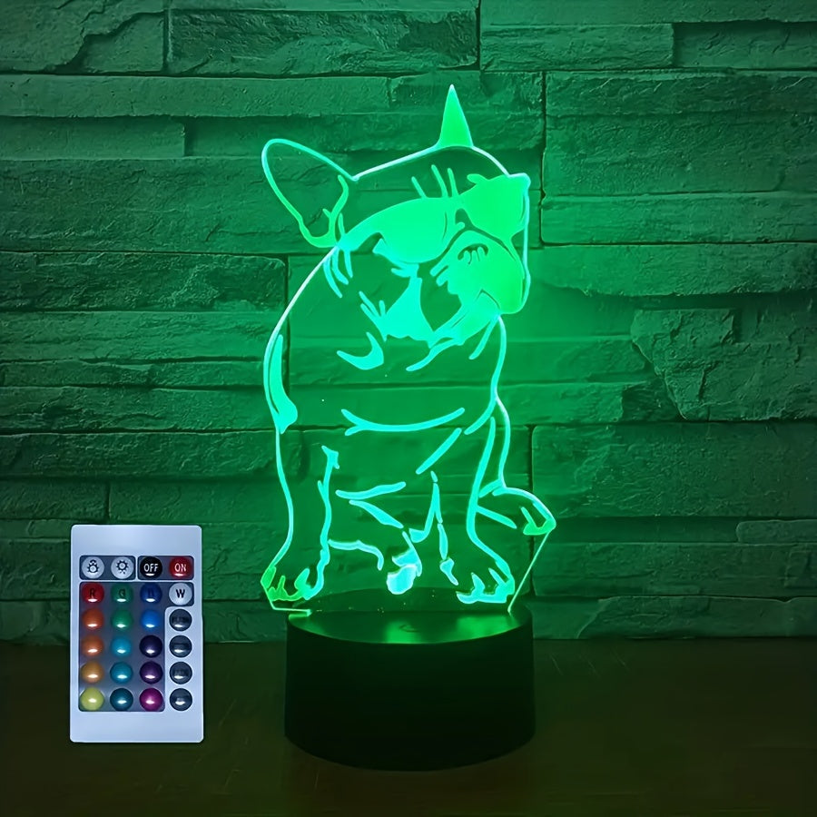 DecoBulldog - 3D Franse Bulldog Lamp met Kleuren