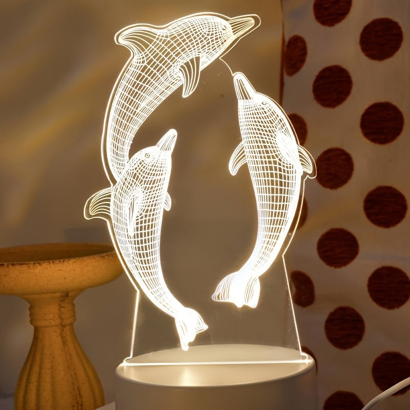 GeoDolphin - Trendy 3D Illusie Tafelverlichting