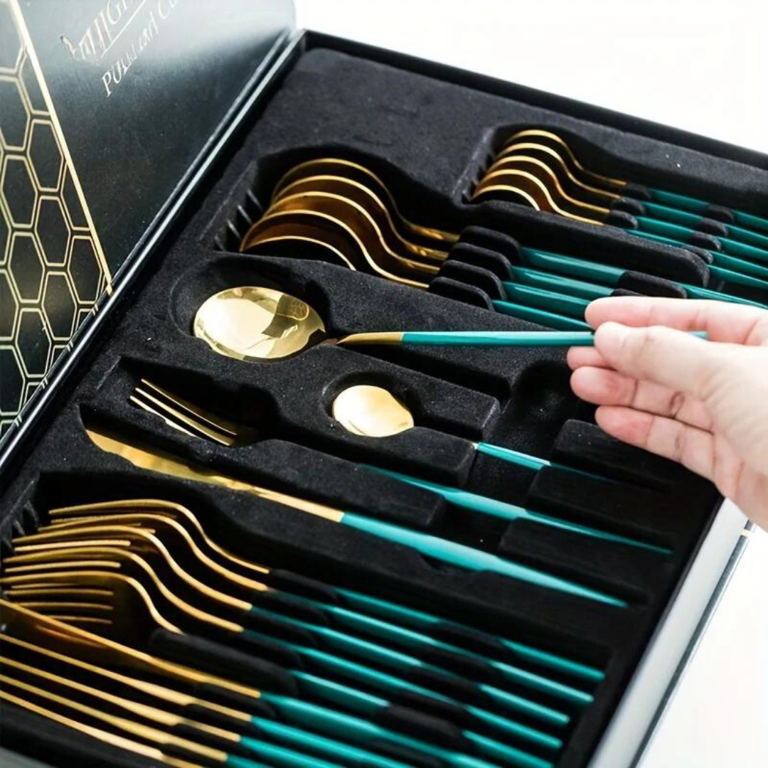 Gouden Bestekset Luxe – 24-Delig Voor Stijlvolle Dinerervaring