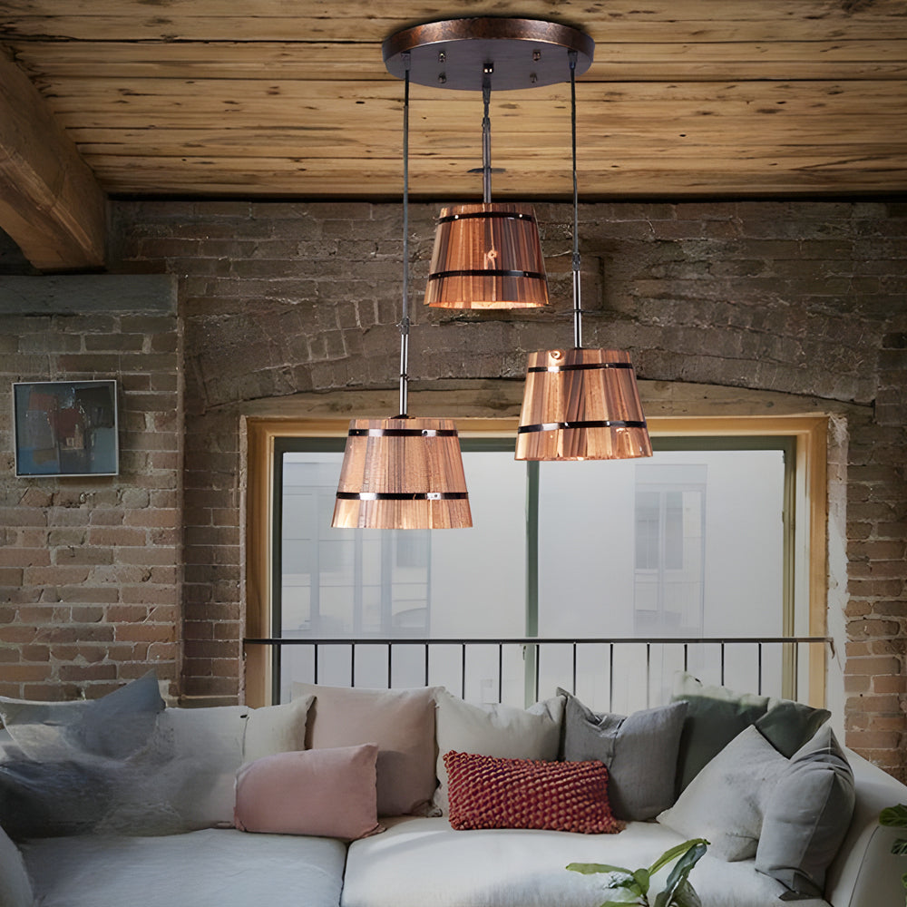 BucketGlow Pendant - Houten Emmer Hanglamp voor een Sfeervolle Bar