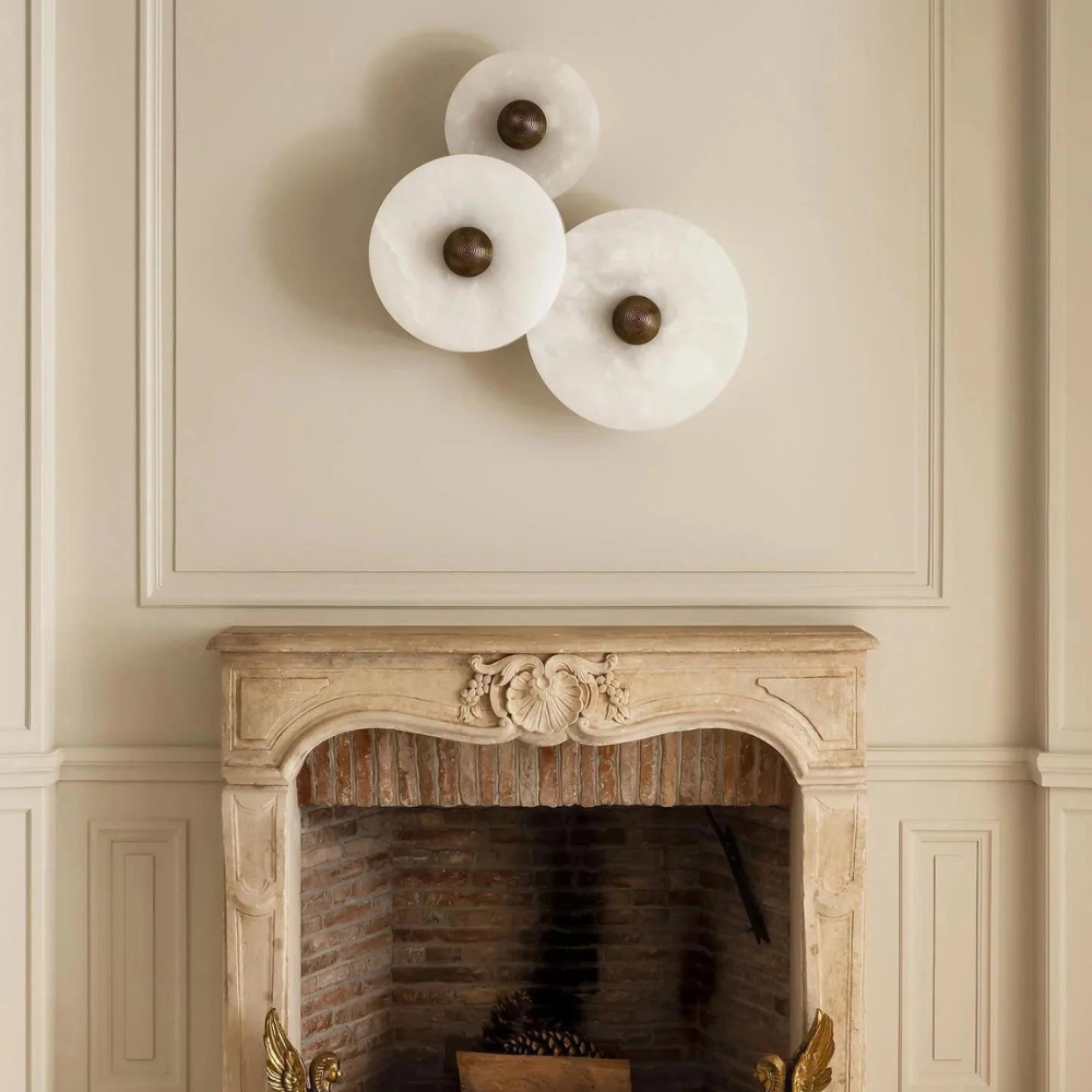 Aurora d'Or - Ronde Alabaster/Aluminum Wandlamp