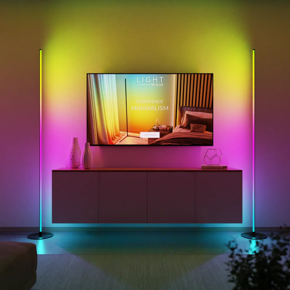 Aura LED Vloerlamp – Minimalistische Kleurenlamp met Afstandsbediening
