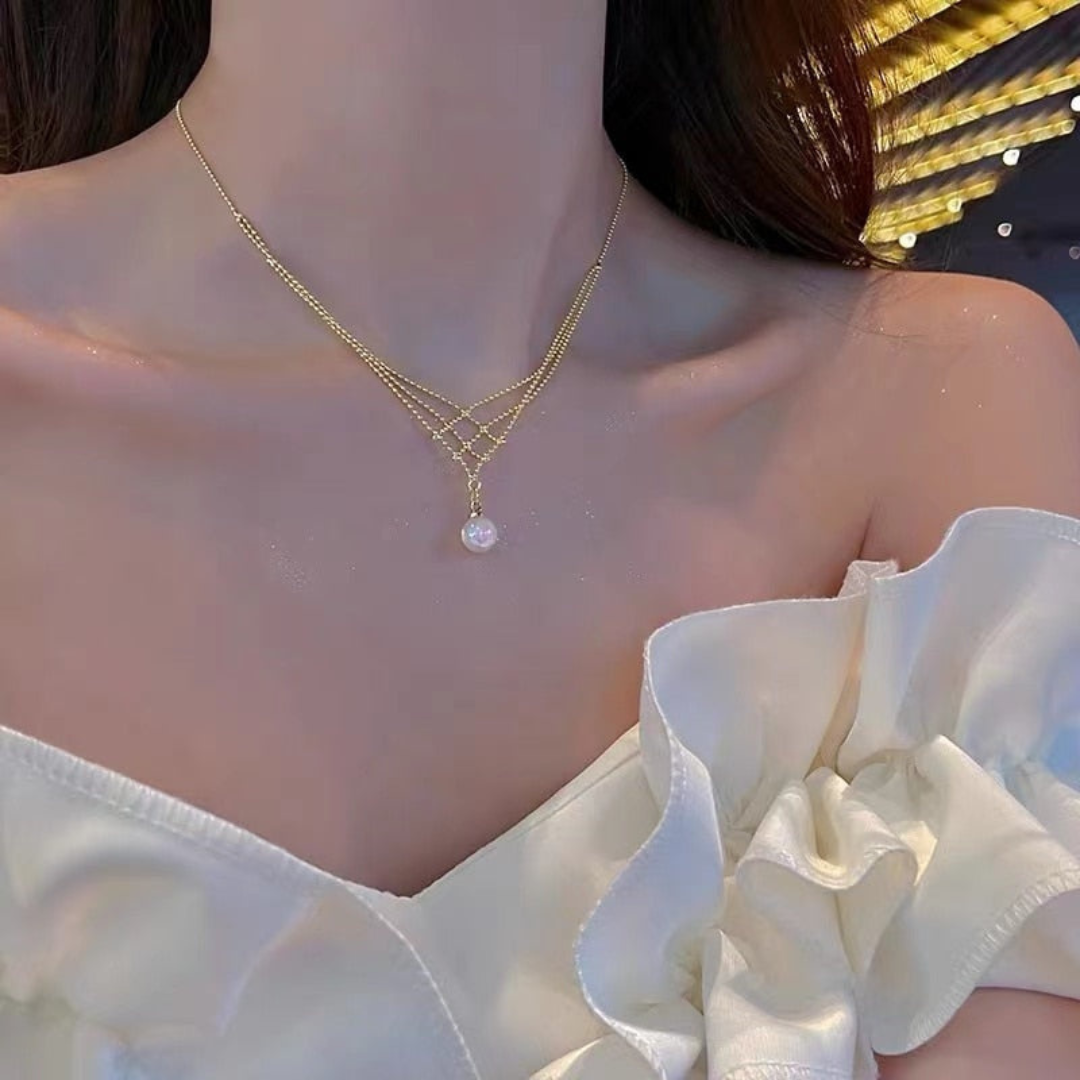 PearlGlow Necklace - Elegante Geweven Sieraad