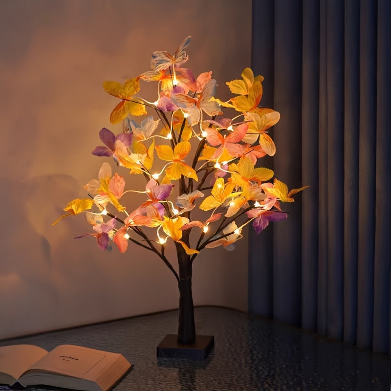 GlowBirch - Stijlvolle LED Lamp met Berken Vlindermotief
