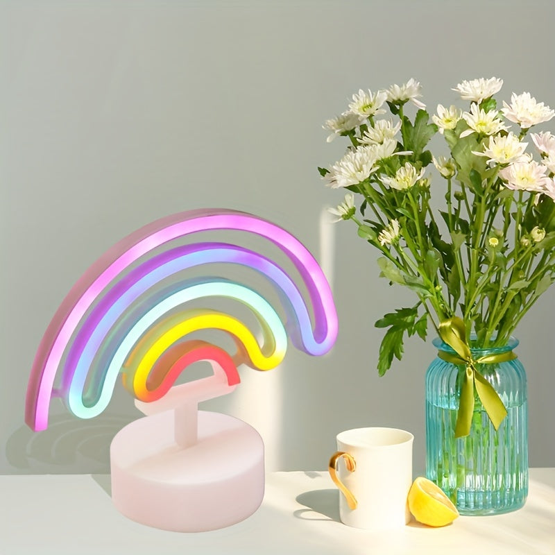 RainbowGlow – Moderne Neonregenboog met Designvoet