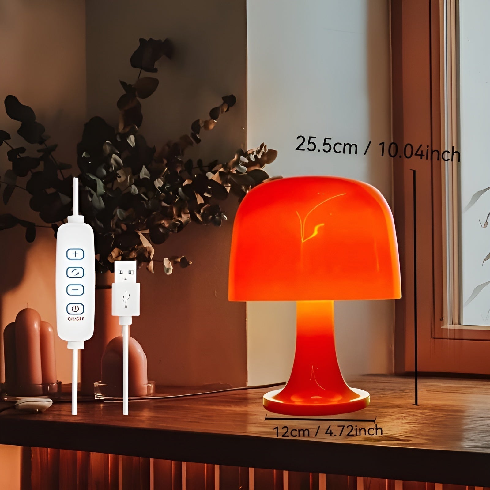 Stijlvolle Vintage Mushroom Lamp met Dimbare LED & USB Voeding