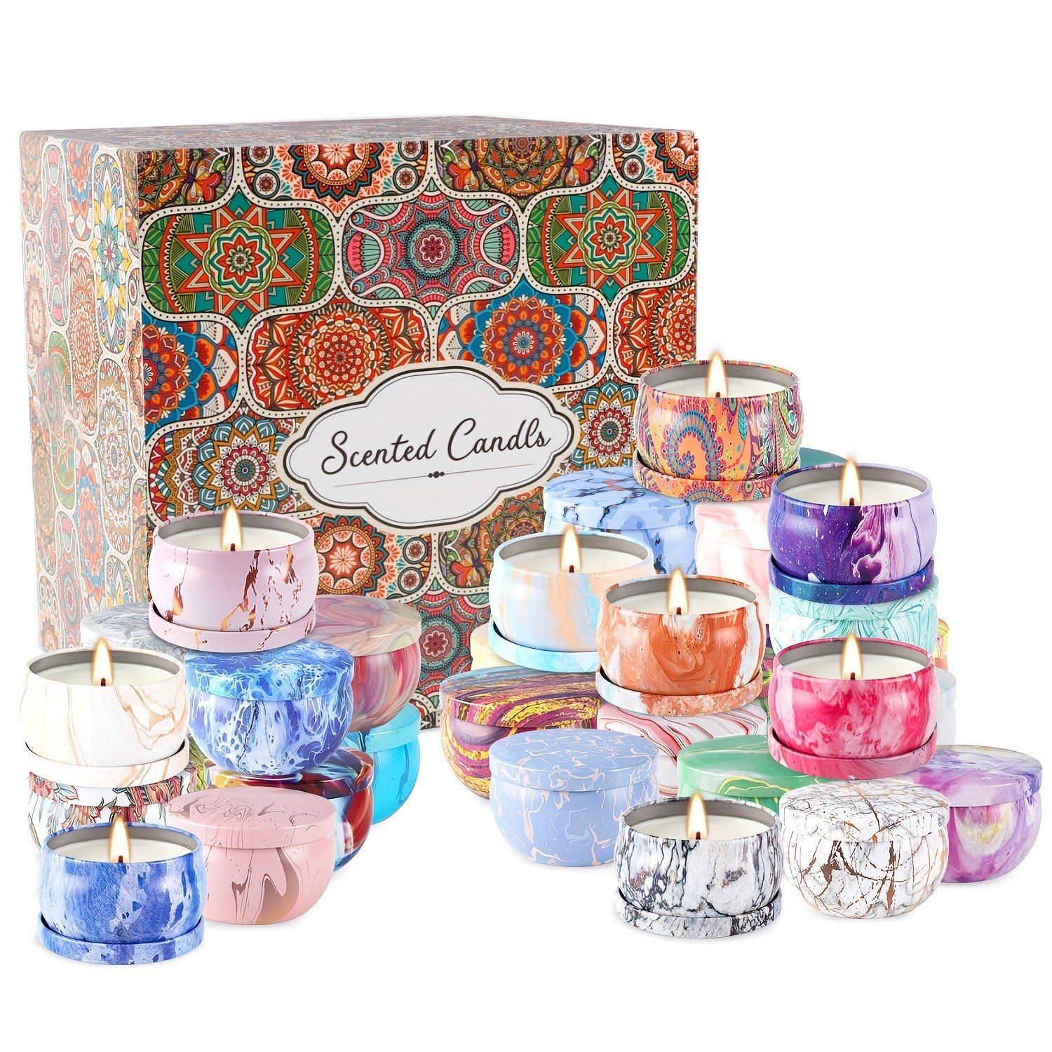 Aromatic Serenity – Luxe Kaarsenset met Marmerprint