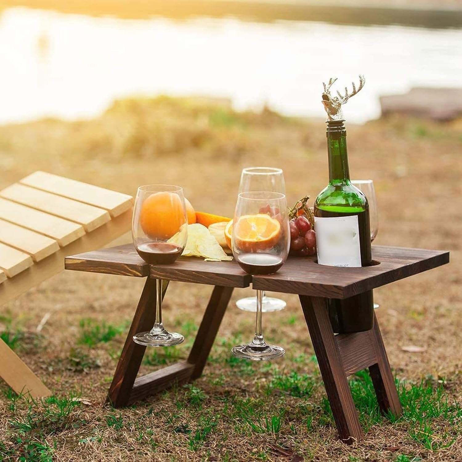 WoodenWine RackTable - Stijlvolle Draagbare Wijnopslag