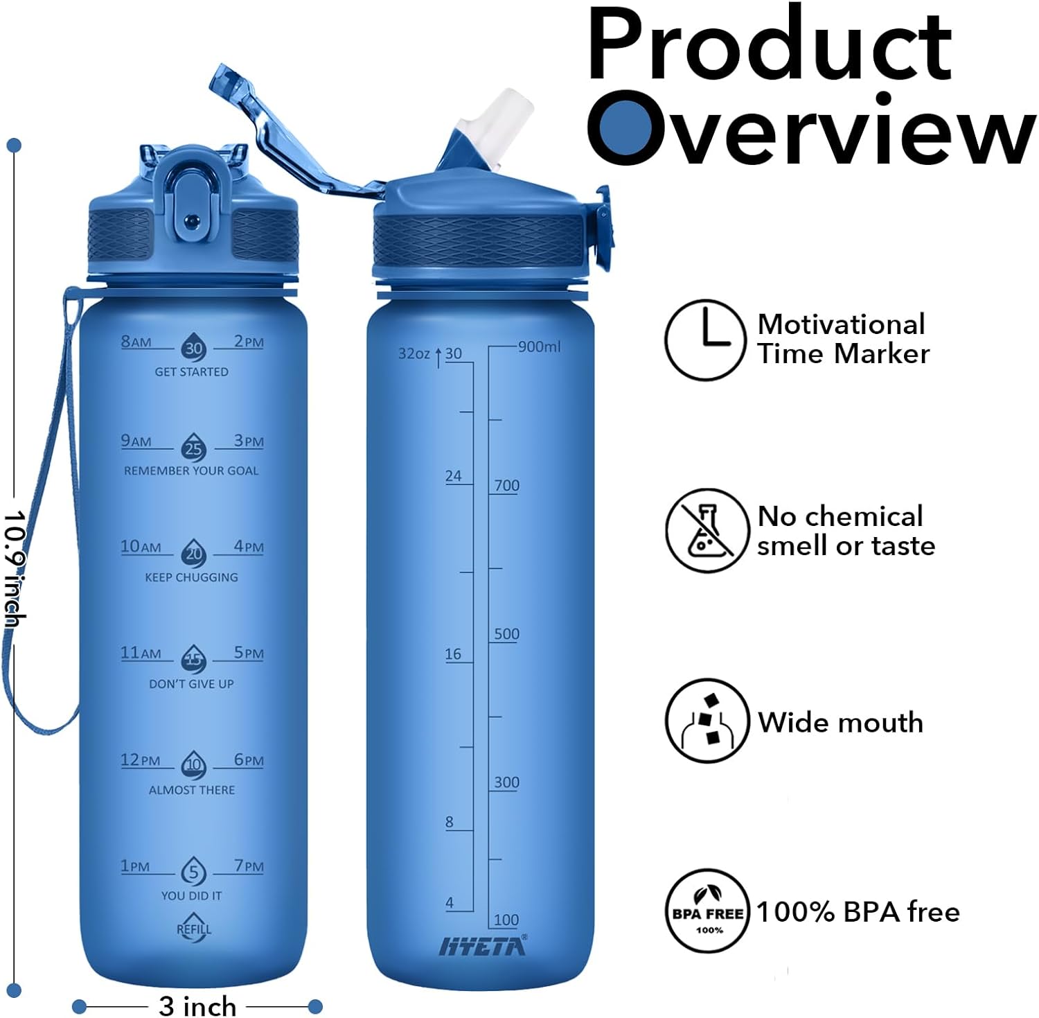 HydraBoost – Trendy Motivational Drinkfles 900ml