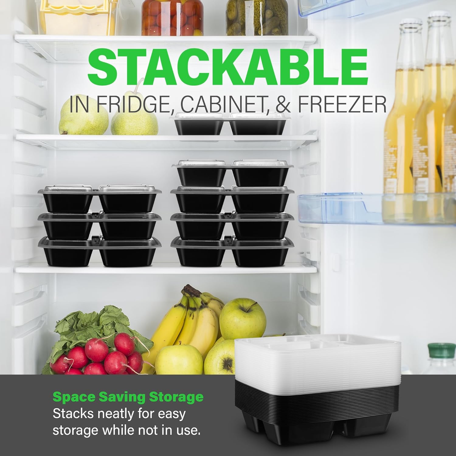 PrepMaster - Bento Dozen 3 Compartimenten 900ml (20 stuks)