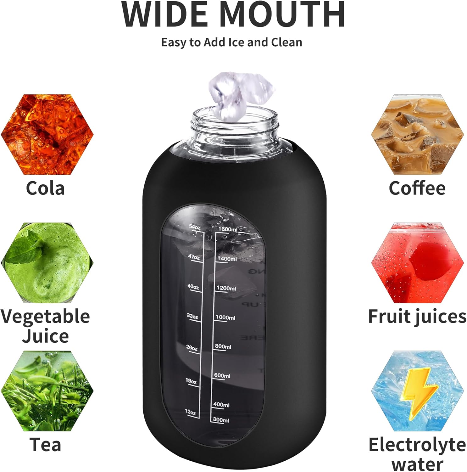 HydroGlow - Motiverende Glazen Waterfles 900ml met Rietje