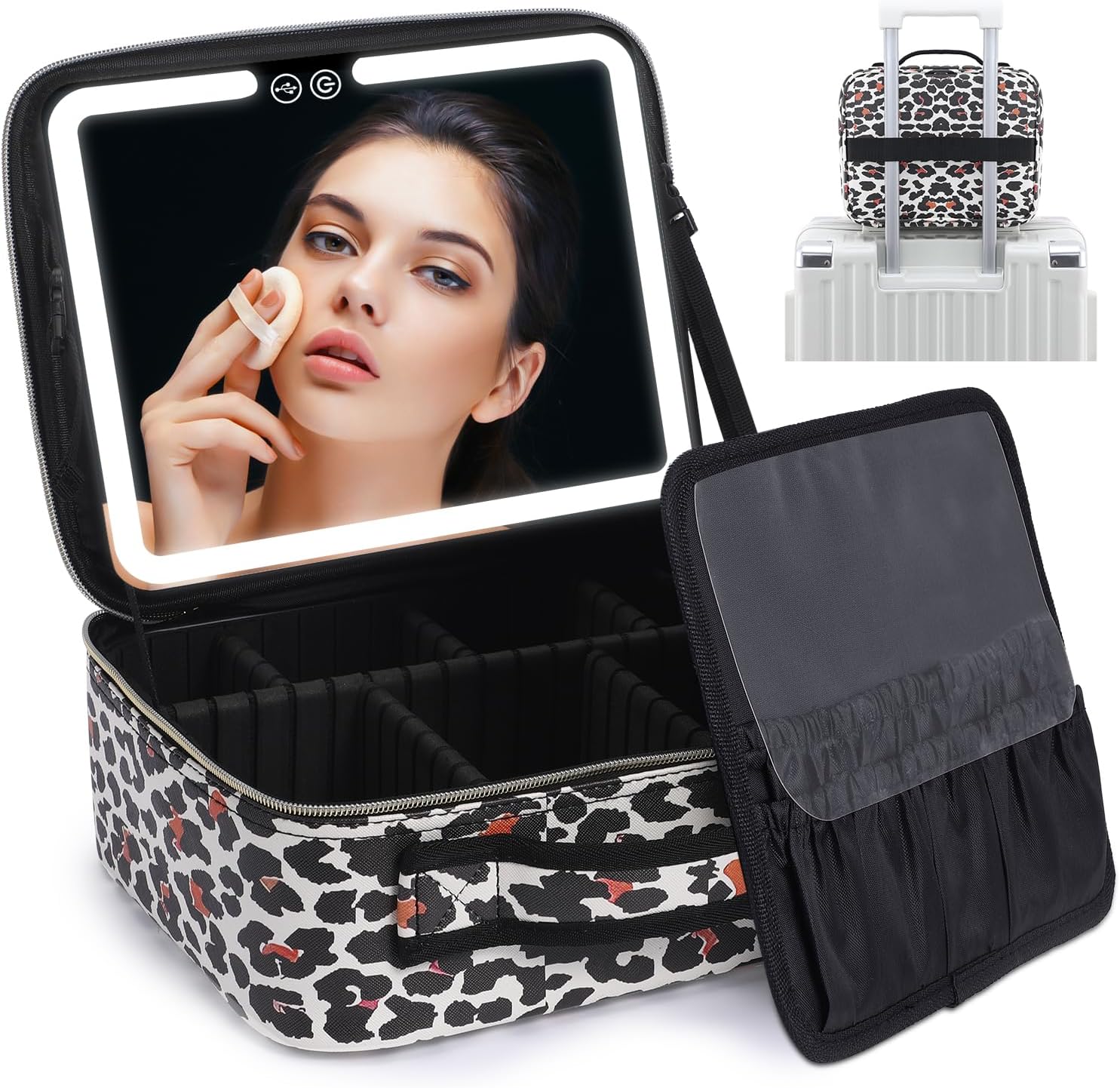 TravelGlow - Luxe Make-up Organizer met Verlichte Spiegel