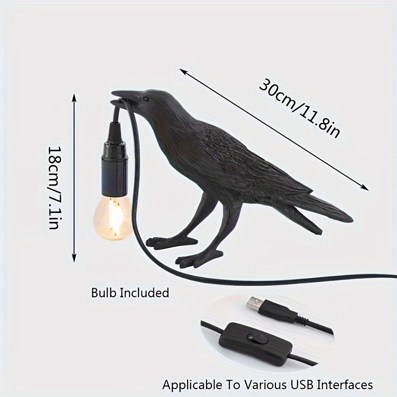 RavenLicht Lamp - Elegante Raaf Tafellamp met USB