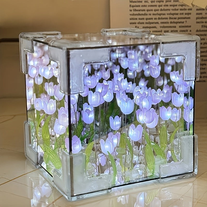 TulipGlow - Elegante Tulpen LED Nachtlamp met Spiegel